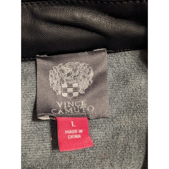 Vince Camuto Houndstooth Shacket Faux Leather Trim Jacket Button Down L NWT $149 - Picture 10 of 12